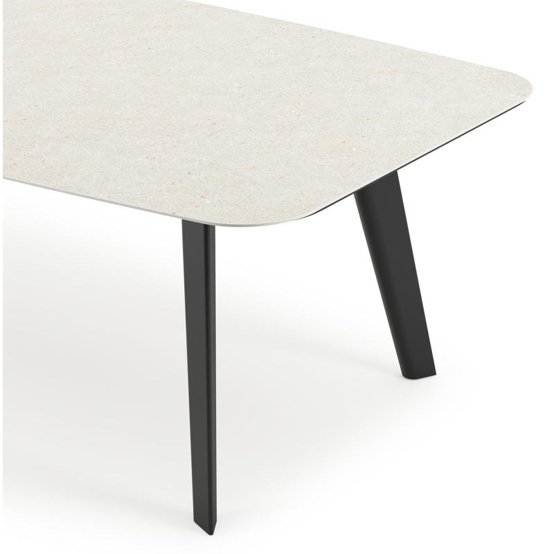 Lacrima tuintafel in zwart aluminium en volkeramiek shilin - L 255 x B 115 x H 74 cm