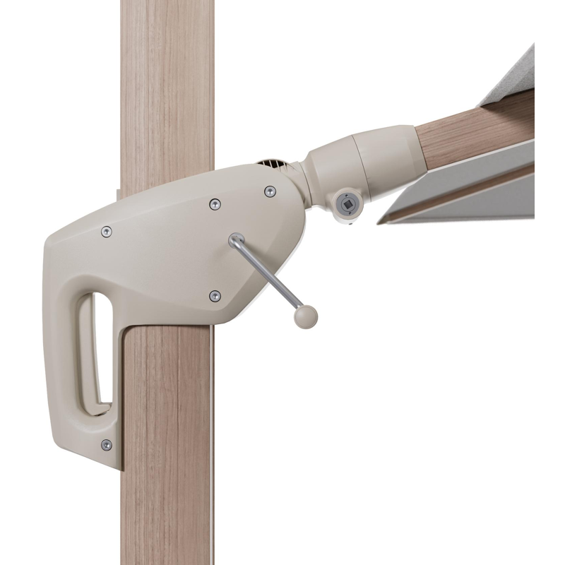 Parasol pendant Minore avec fonction tilt en aluminium aspect de bois et toile de parasol All Weather Solica Ego Birch - Lg.1 350 x Lg.2 350 cm (sans pied de parasol