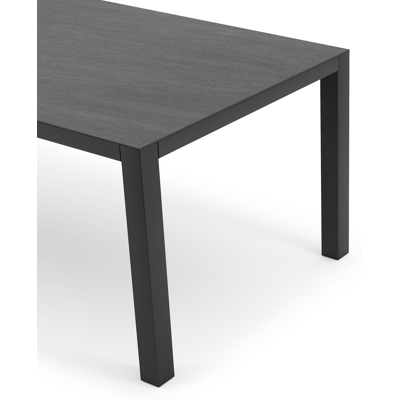 Como tuintafel in zwart aluminium en volkeramiek basalt black - L 200 x B 100 x H 75 cm
