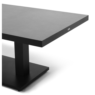 Table basse pop-up en aluminium noir et céramique pleine gris - Lg 140 x larg. 85 x H 72 cm