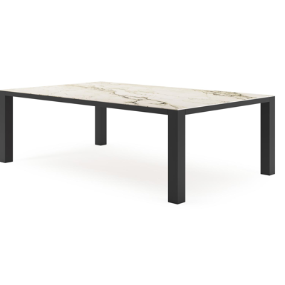 Nano tuintafel rechthoekig in zwart aluminium en volkeramiek colorado dunes - L 240 x B 148 x H 75 cm