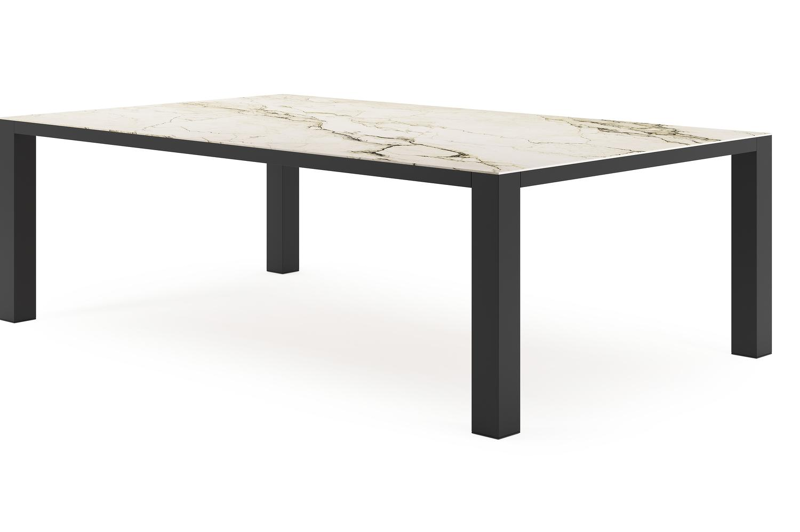 Nano tuintafel rechthoekig in zwart aluminium en volkeramiek colorado dunes - L 240 x B 148 x H 75 cm