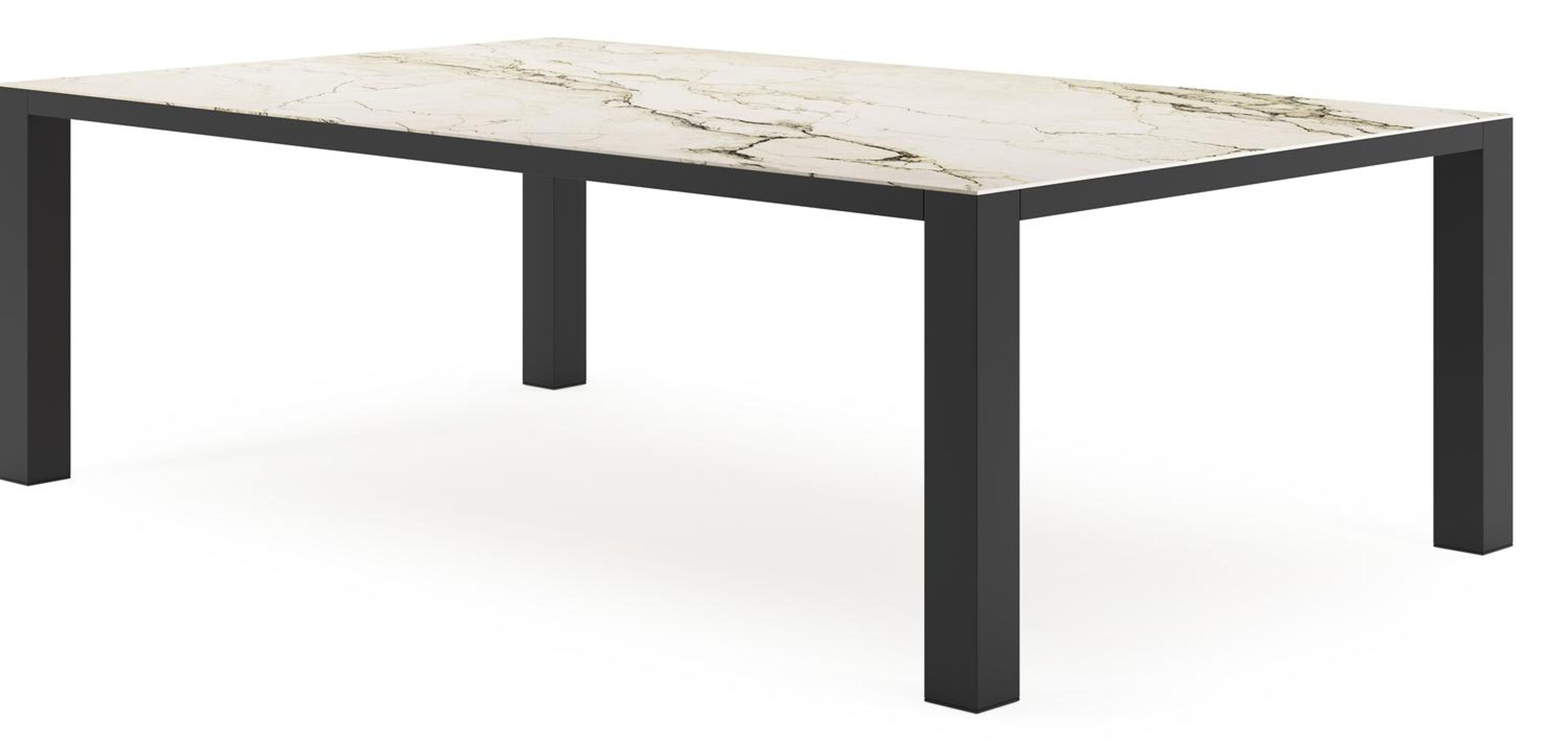 Table de jardin Nano rectangulaire en aluminium noir et céramique pleine colorado dunes - Lg. 240 x Lrg. 148 x Haut. 75 cm