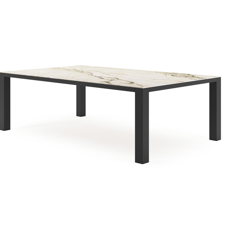 Table de jardin Nano rectangulaire en aluminium noir et céramique pleine colorado dunes - Lg. 240 x Lrg. 148 x Haut. 75 cm