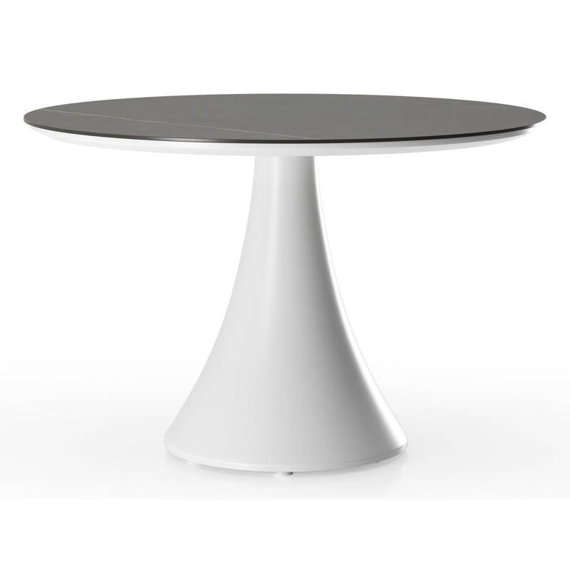 Fano low dining loungetafel rond in wit aluminium en volkeramiek Calatorao - Dia. 85 x H 55 cm