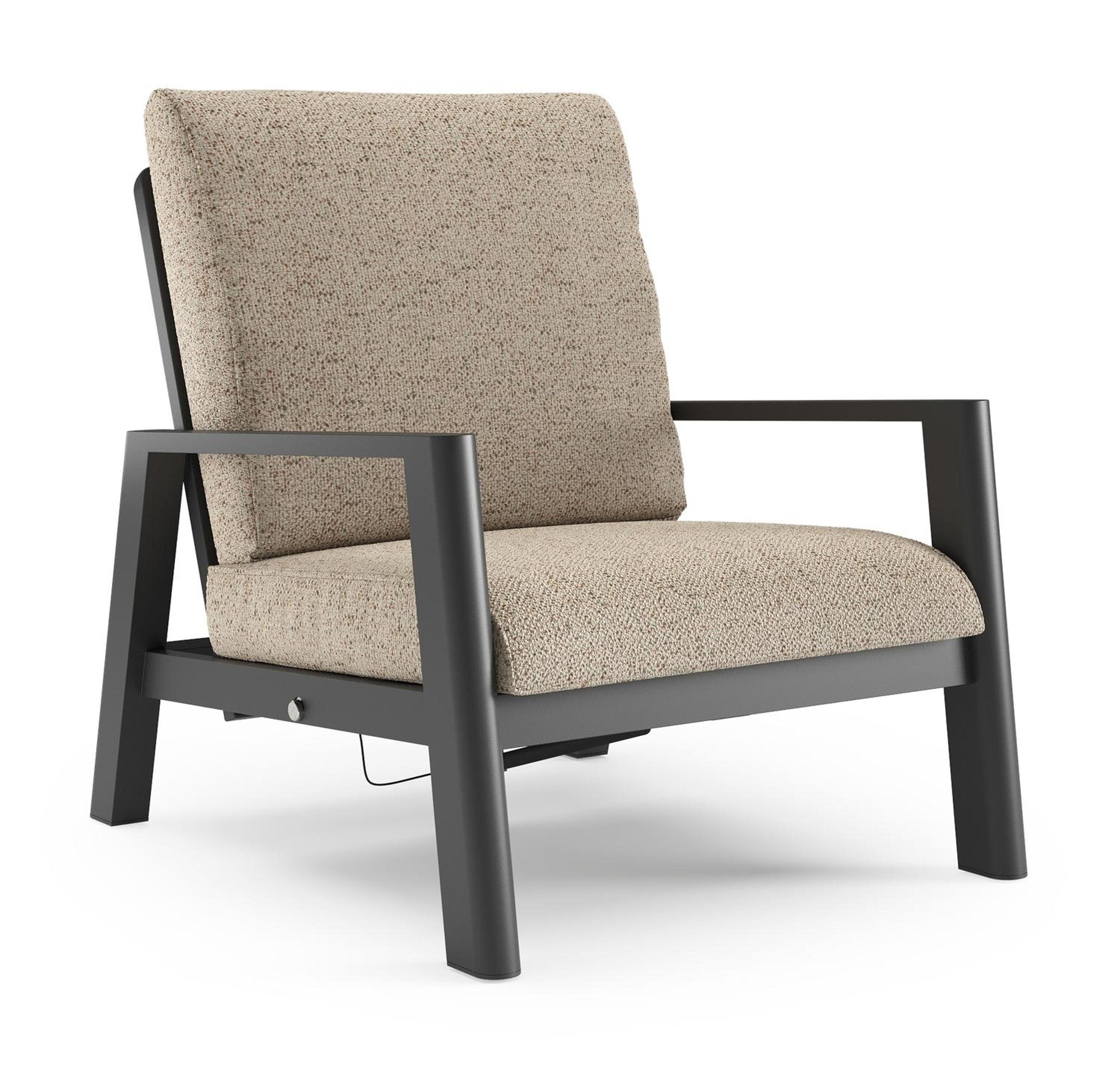 Cirello loungestoel in zwart aluminium met bora jungle all weather cosytica kussen