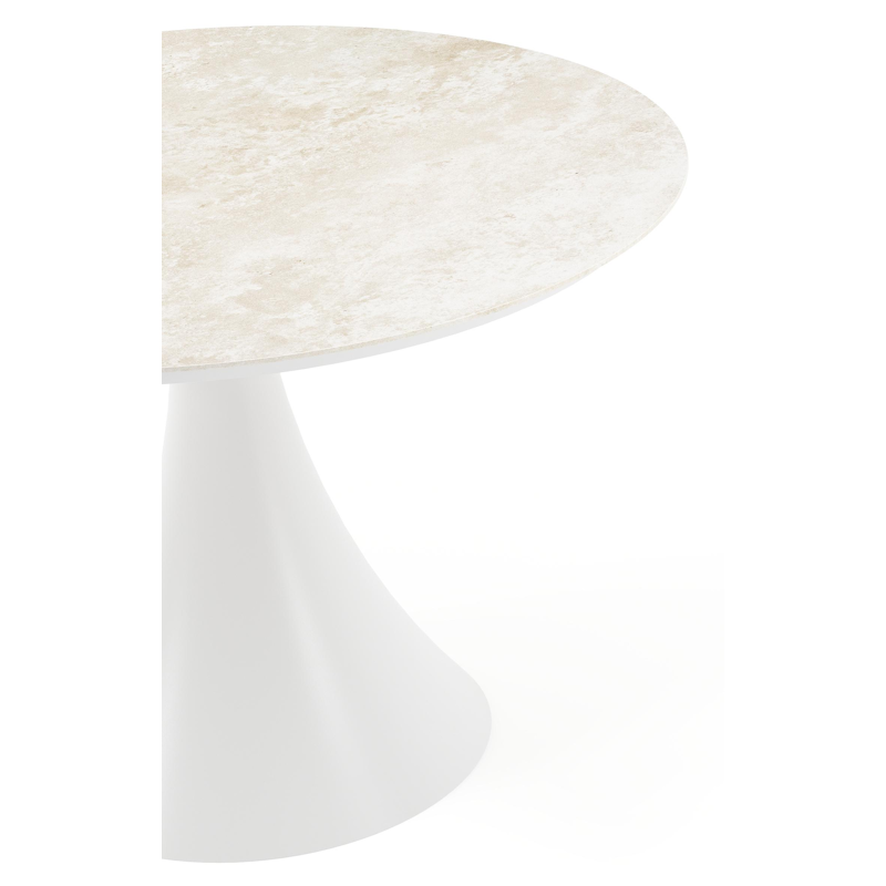 Table de jardin Fano ronde en aluminium blanc et céramique Rapolano - Diam. 110 x Haut. 75 cm