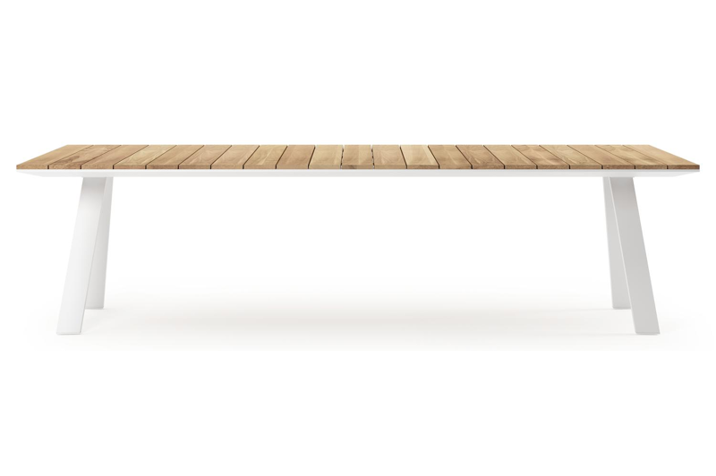 Cesano tuintafel rechthoekig in wit aluminium en teak - L 280 x B 110 x H 75 cm