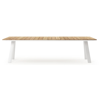 Cesano tuintafel rechthoekig in wit aluminium en teak - L 280 x B 110 x H 75 cm