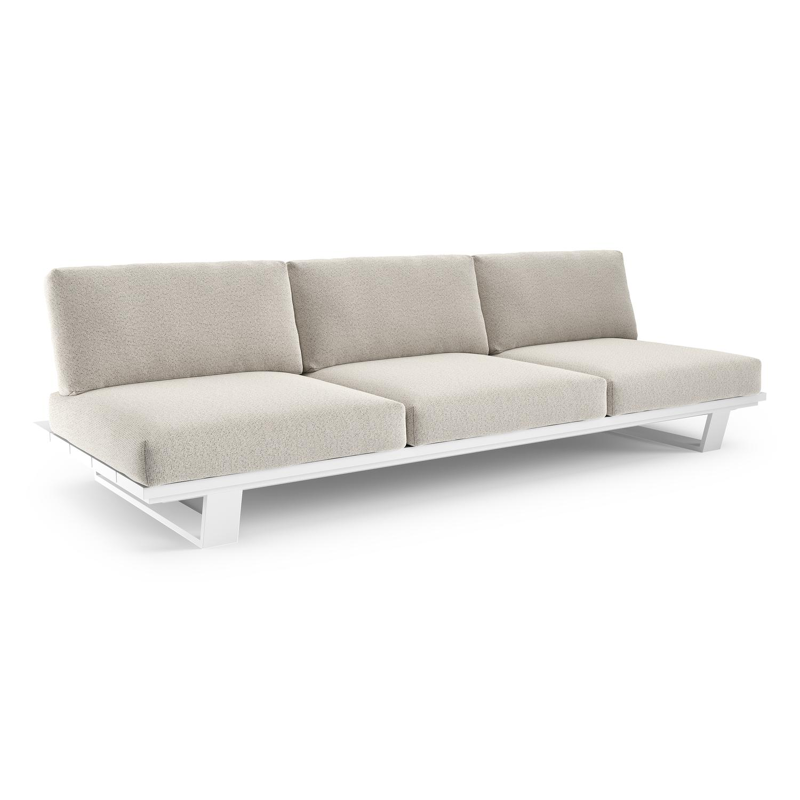 Pagino loungebank in wit aluminium met firenze natural all weather solica kussen