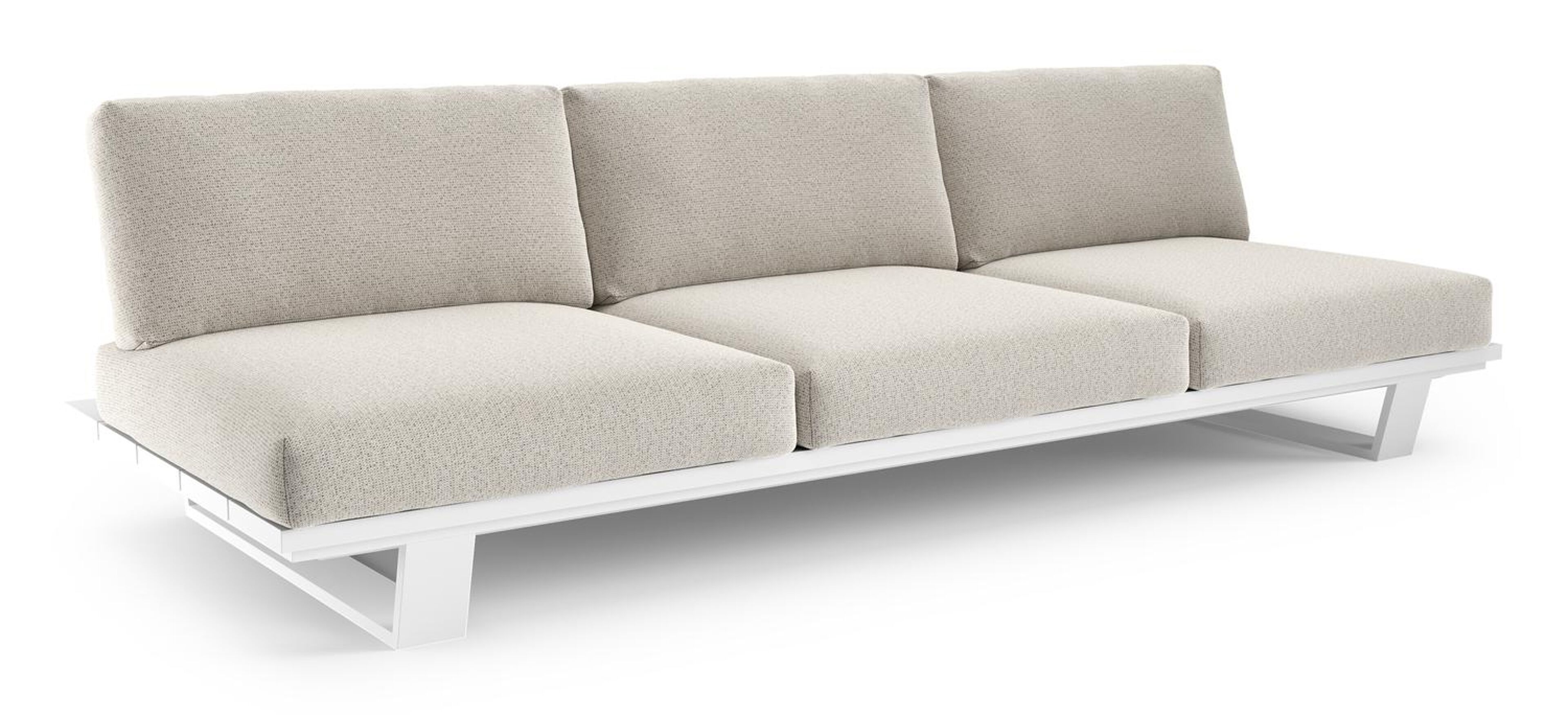 Pagino loungebank in wit aluminium met firenze natural all weather solica kussen