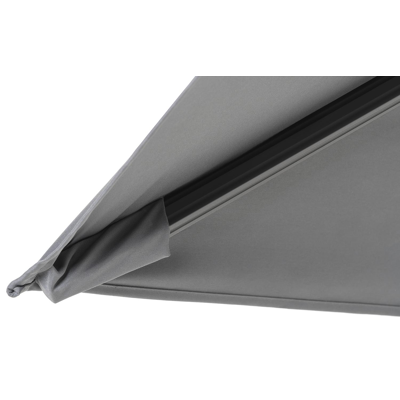 Avola zweefparasol met tiltfunctie in zwart aluminium met grijs polyester parasoldoek - L1: 300 x L2: 300 cm (met voet)