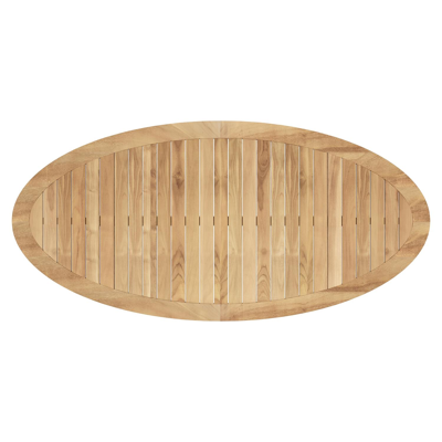 Pamplona tuintafel ovaal in beige aluminium en teak - L 239 x B 115 x H 73 cm