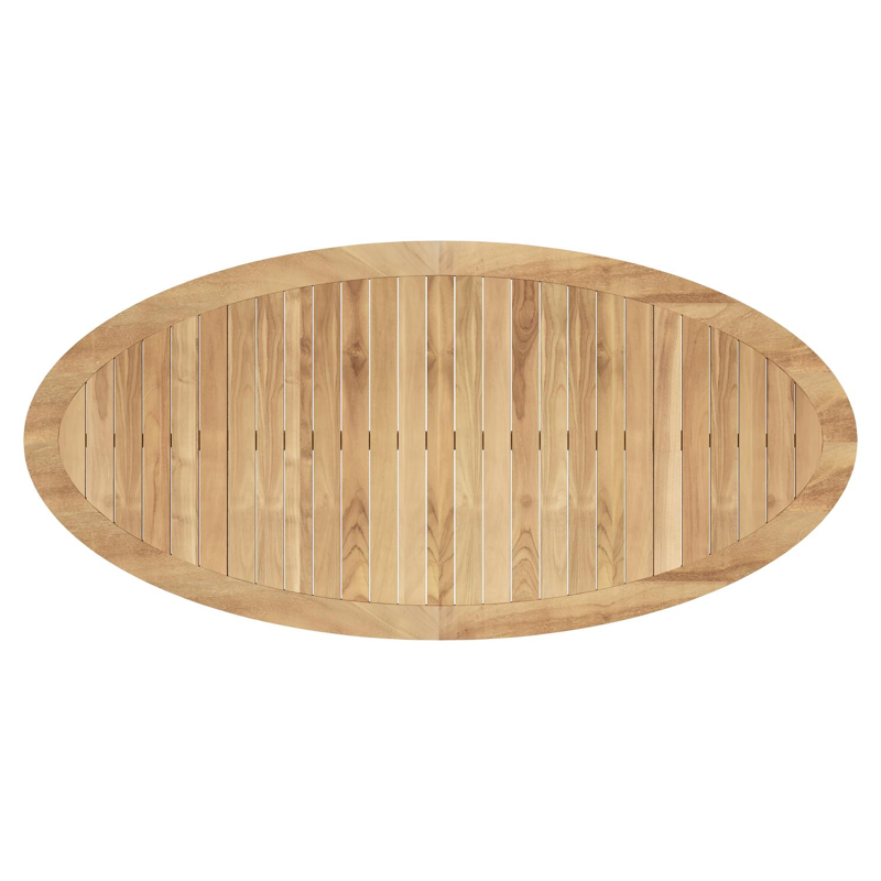 Pamplona tuintafel ovaal in beige aluminium en teak - L 239 x B 115 x H 73 cm