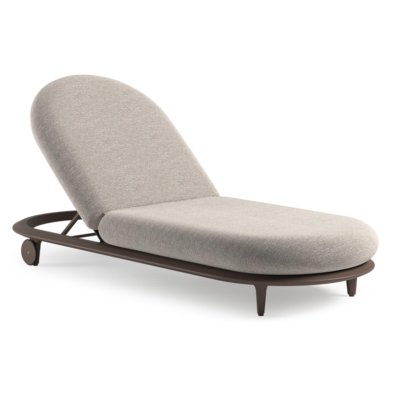 Bomero verstelbaar ligbed in taupe aluminium met tundra sand all weather sunbrella® luxe