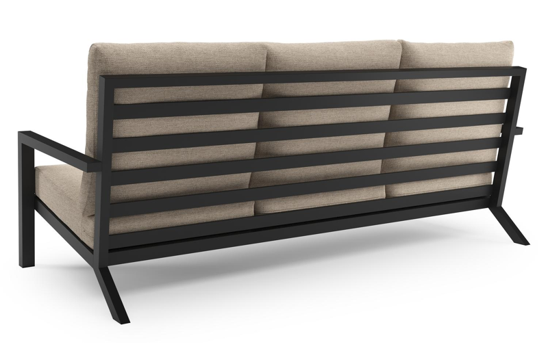 Arnes loungeset in zwart aluminium met rustic weather+ softtouch kussen