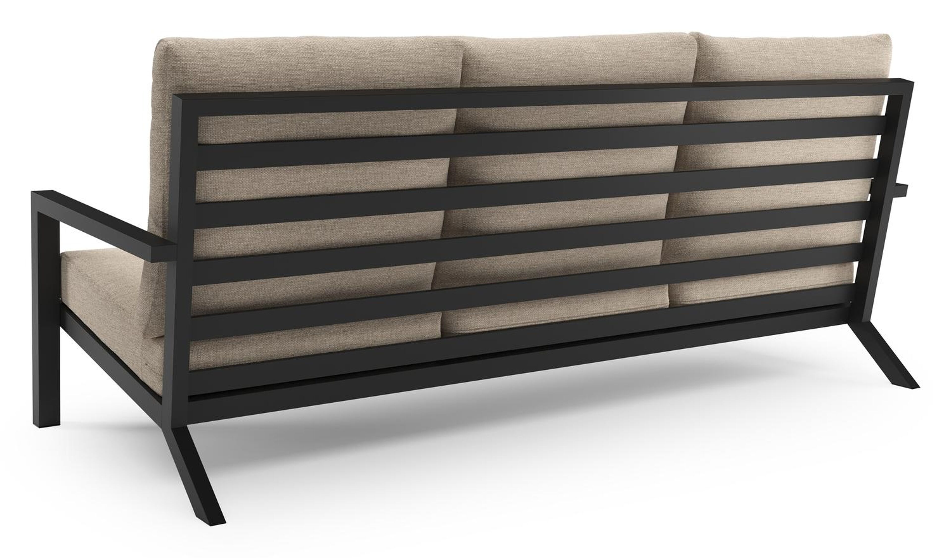 Arnes loungeset in zwart aluminium met rustic weather+ softtouch kussen