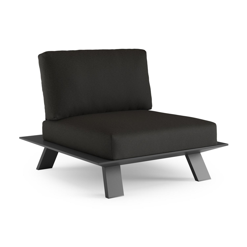 Cesano loungestoel in zwart aluminium met heritage char all weather Sunbrella® luxe kussen