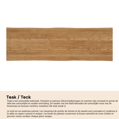 Pagino tuintafel rechthoekig in zwart aluminium en teak - L 360 x B 110 x H 73,5 cm