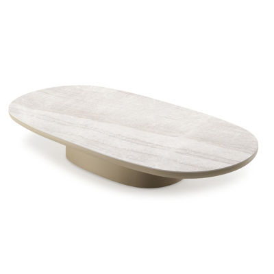 Amico loungetafel bombo in beige aluminium en volkeramiek Taj Mahal - L 171 x B 89 x H 24 cm