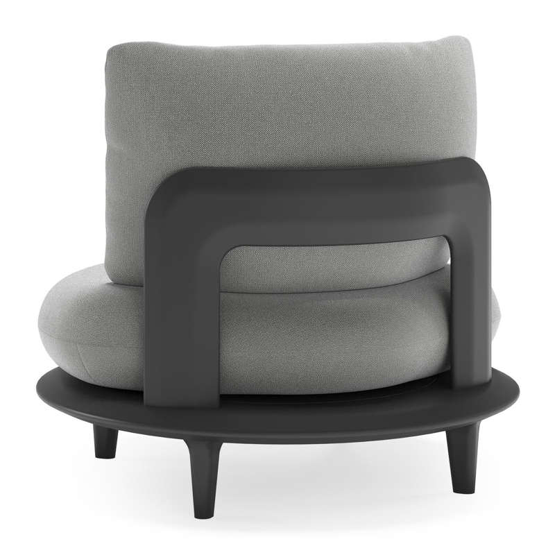 Bomero loungestoel in zwart aluminium met savane grey all weather sunbrella® luxe kussen