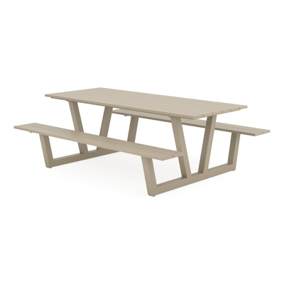 Felino picknicktafel rechthoekig in beige aluminium - L 220 x B 176 x H 76 cm