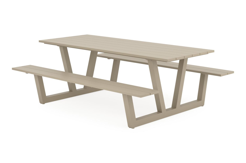Felino picknicktafel rechthoekig in beige aluminium - L 220 x B 176 x H 76 cm