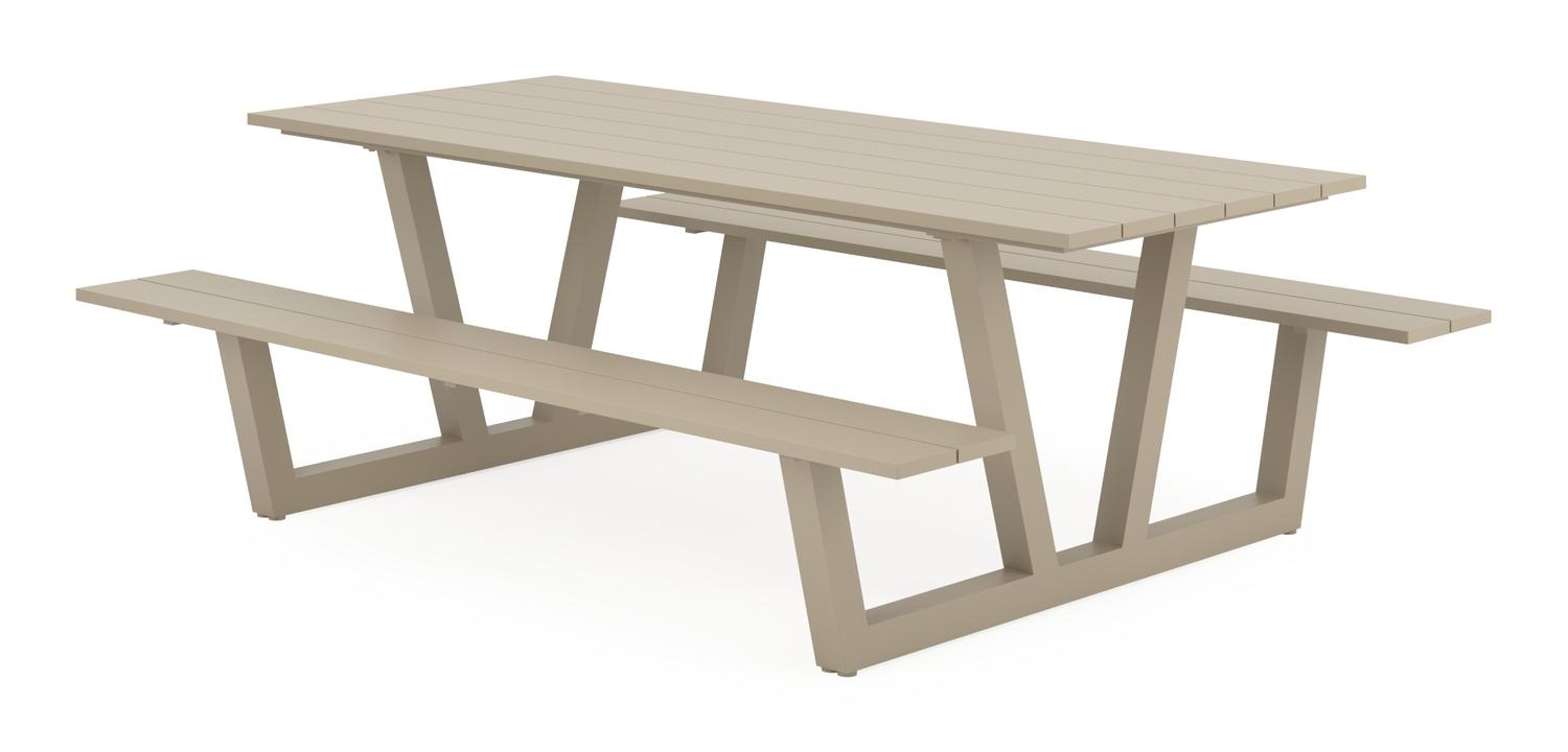 Table de pique-nique Felino rectangulaire en aluminium beige - Lg. 220 x Lrg. 176 x Haut. 76 cm