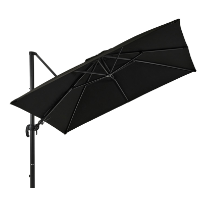 Avola zweefparasol met tiltfunctie in zwart aluminium met zwart sunbrella® premium parasoldoek - L1 300 x L2 300 cm (zonder voet)