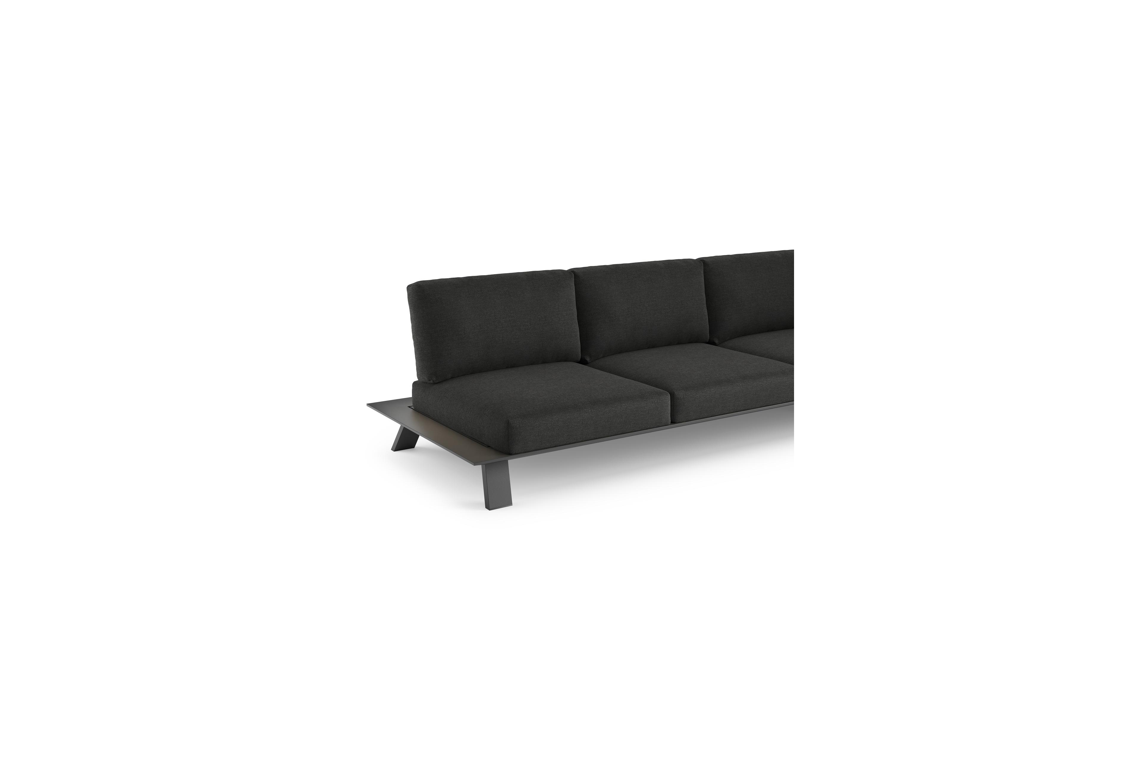 Cesano loungeset in zwart aluminium met chartres sooty all weather sunbrella® luxe kussens