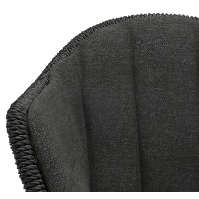 Pagino tuinstoel in teak en zwart ronde wicker met zitkussen in All Weather Sunbrella® Luxe Chartres Sooty