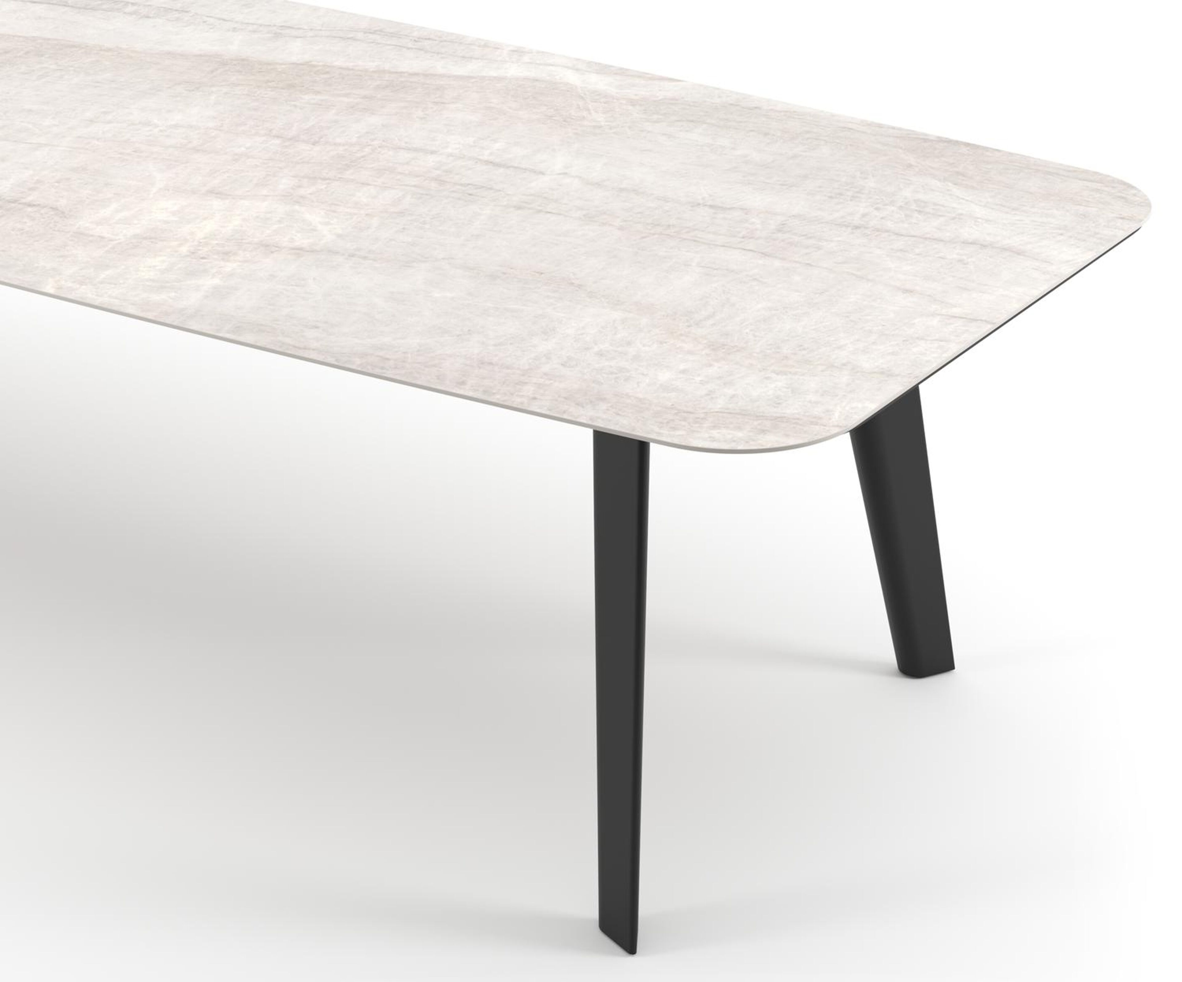 Lacrima tuintafel bootvorm in zwart aluminium en volkeramiek Taj Mahal - L 315 x B 115 x H 75 cm