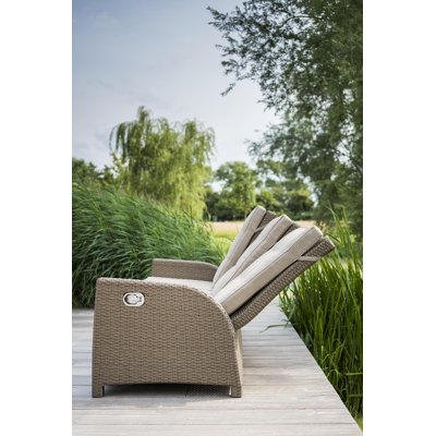 Roma loungeset in bruin wicker met polyester kussens