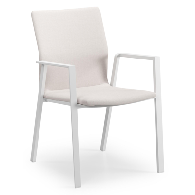 Madura tuinstoel in wit aluminium en beige comfort textileen