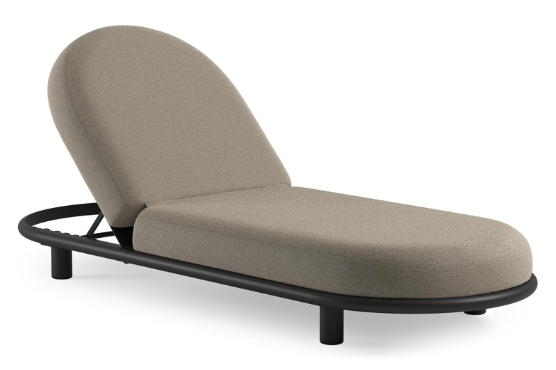 Lomano verstelbaar ligbed in zwart aluminium met catania beige all weather cosytica