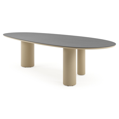 Amico tuintafel mango in beige aluminium en volkeramiek Basalt Black - L 320 x B 140 x H 73.5 cm