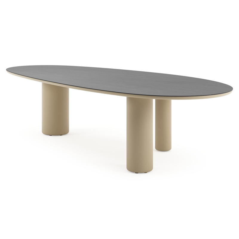Amico tuintafel mango in beige aluminium en volkeramiek Basalt Black - L 320 x B 140 x H 73.5 cm