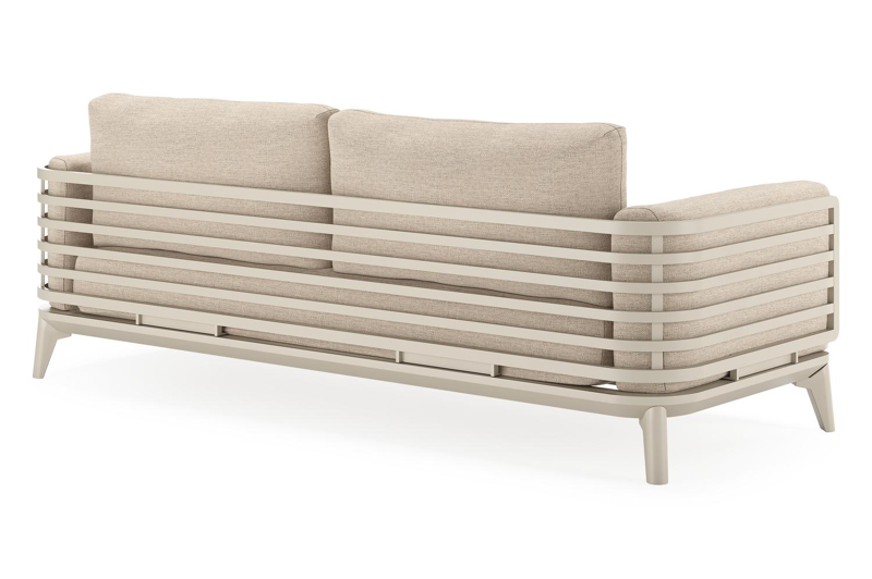 Salon de jardin Mosa en aluminium beige avec coussins en weather+ softtouch rustic