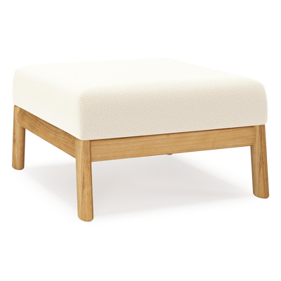 Amaro poef in teak met althea off white all weather cosytica kussen