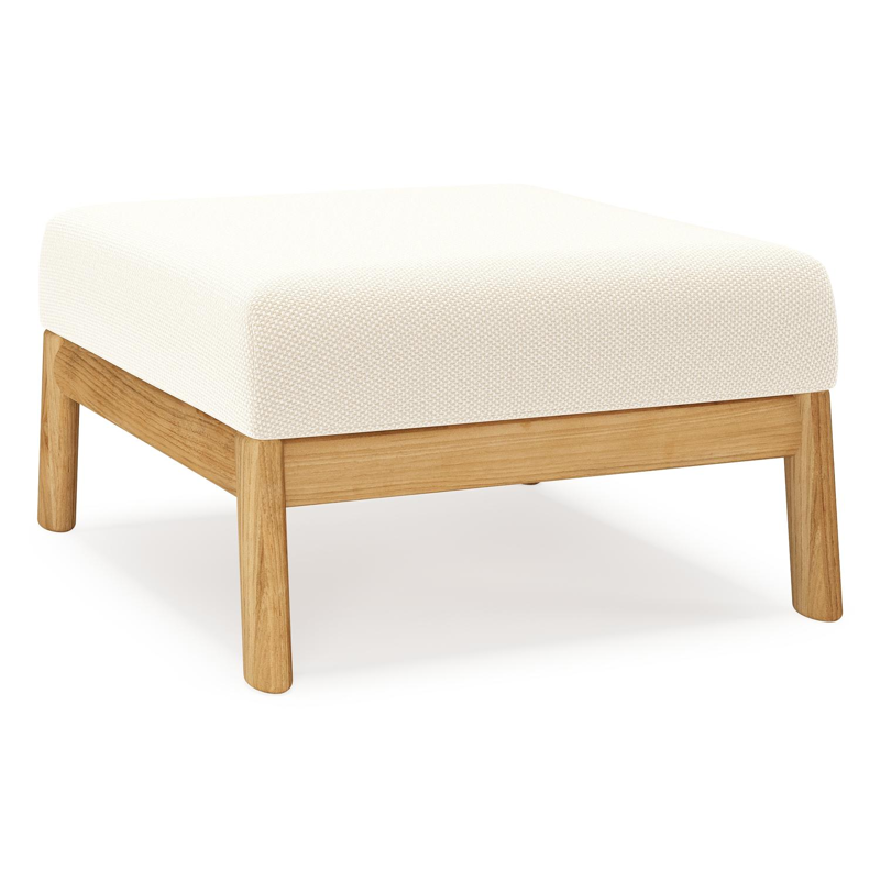 Amaro poef in teak met althea off white all weather cosytica kussen