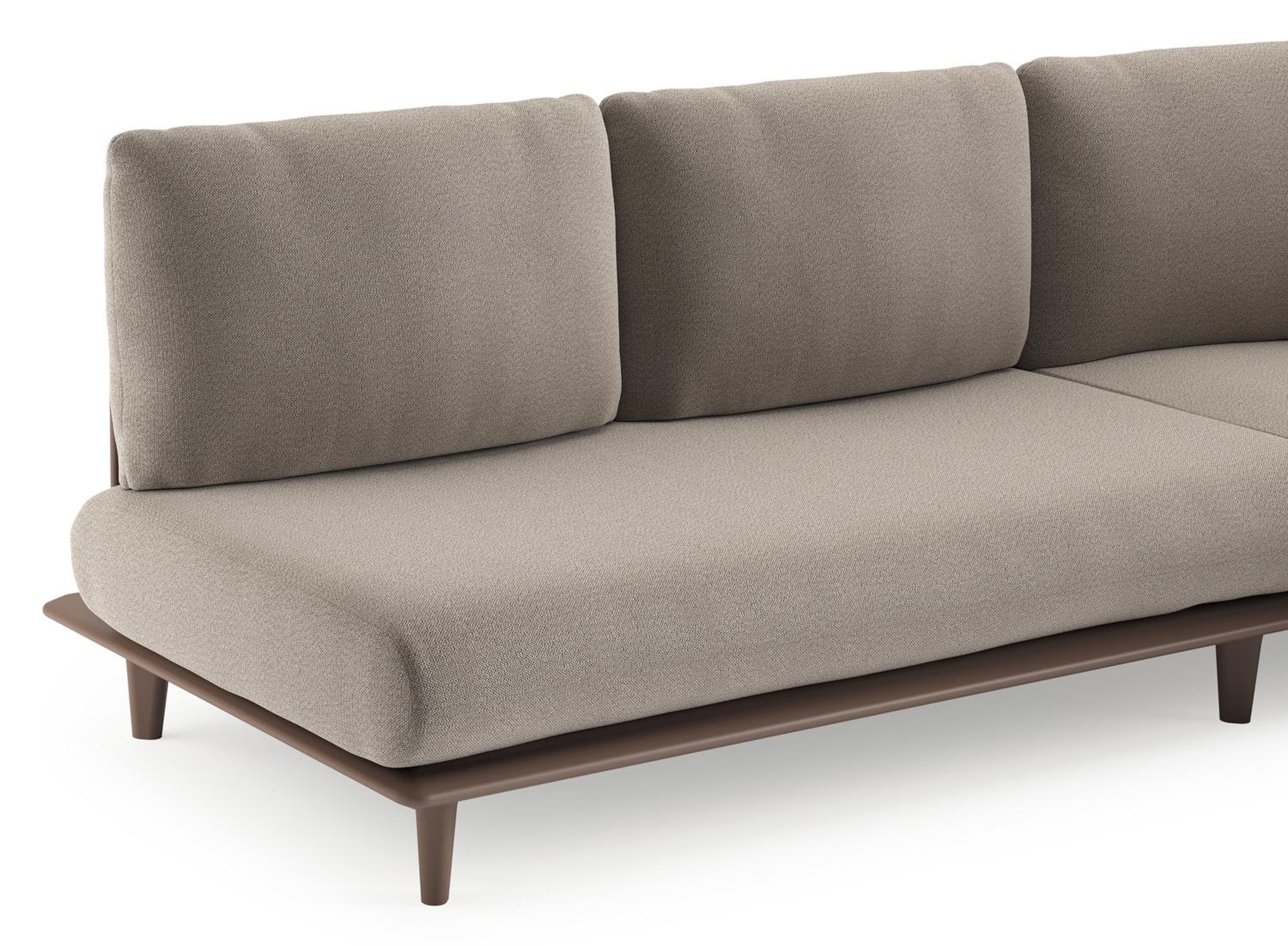 Bomero loungehoek in taupe aluminium met savane coconut all weather sunbrella® luxe kussen