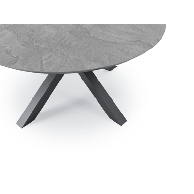 Table de jardin Nano (Trivento) en aluminium noir et céramique pleine aspen grey - Dia. 148 x H 76 cm