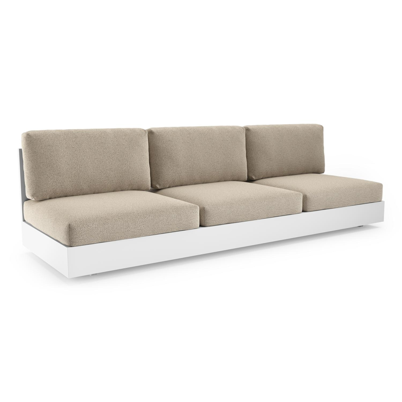 Como loungebank in wit aluminium met marbella beige all weather cosytica kussen