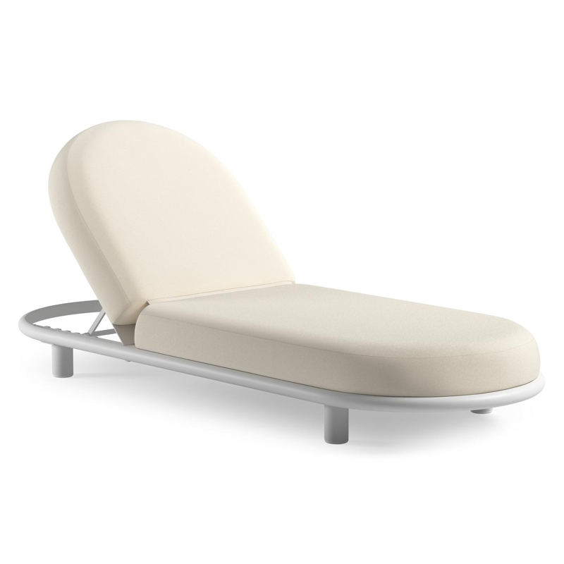Chaise longue réglable Lomano en aluminium blanc avec natte white all weather sunbrella® luxe coussin