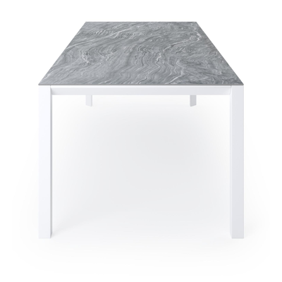 Table de jardin Malito en aluminium blanc et ceramique pleine mar del plata - Lg. 240 x Larg. 100 x H 75,1 cm
