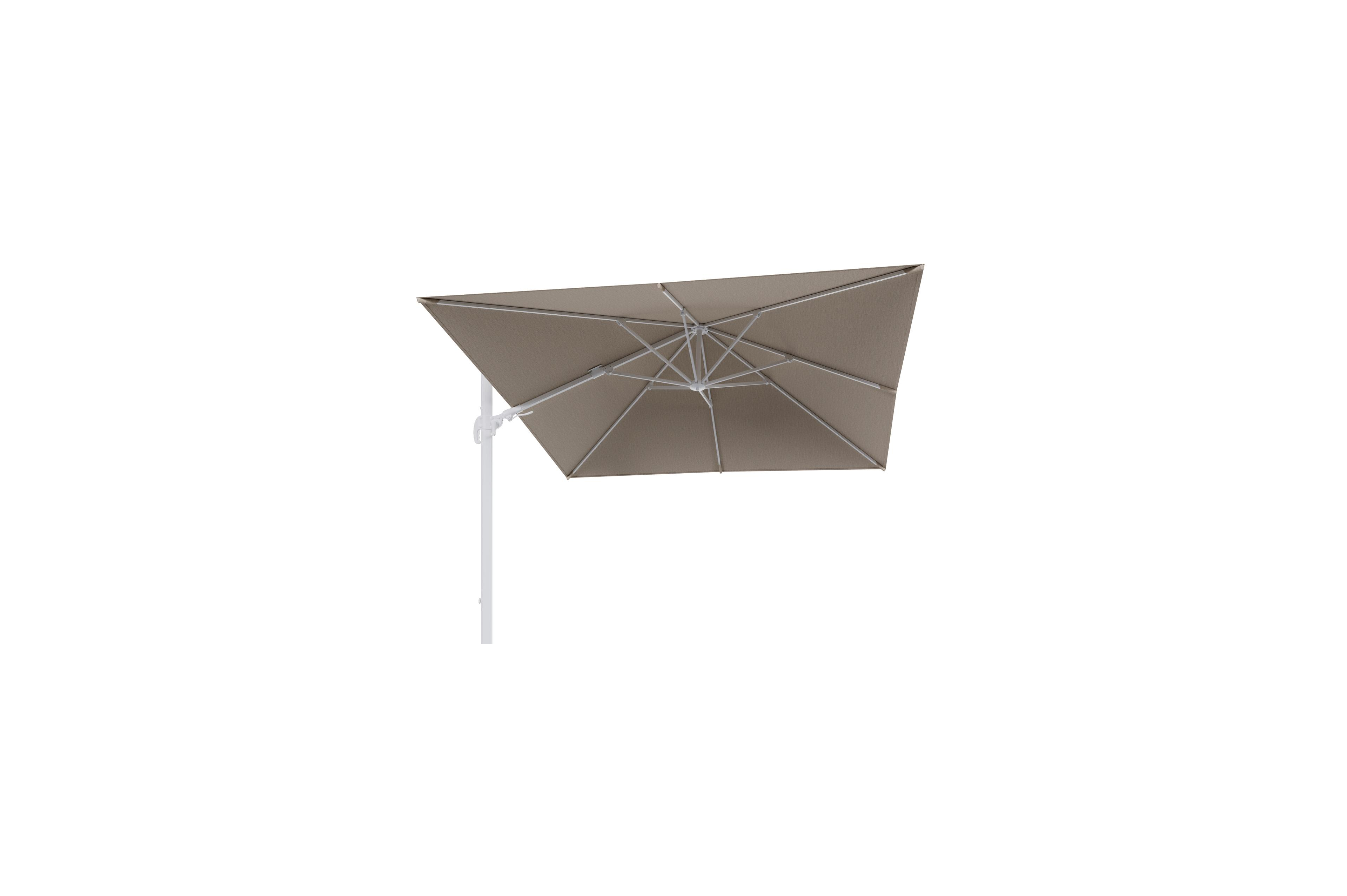 Avola zweefparasol met tiltfunctie in wit aluminium met rustic weather+ softtouch parasoldoek - L1 300 x L2 300 cm (zonder voet)