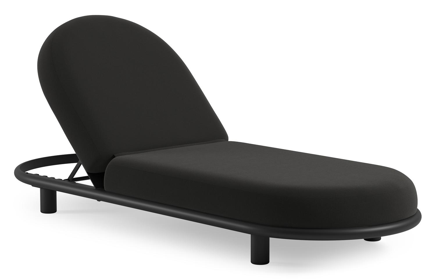 Lomano verstelbaar ligbed in zwart aluminium met natte sooty all weather sunbrella® luxe