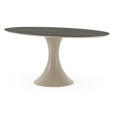 Fano tuintafel ovaal in beige aluminium en volkeramiek Black Obsession - L 180 x B 110 x H 75 cm