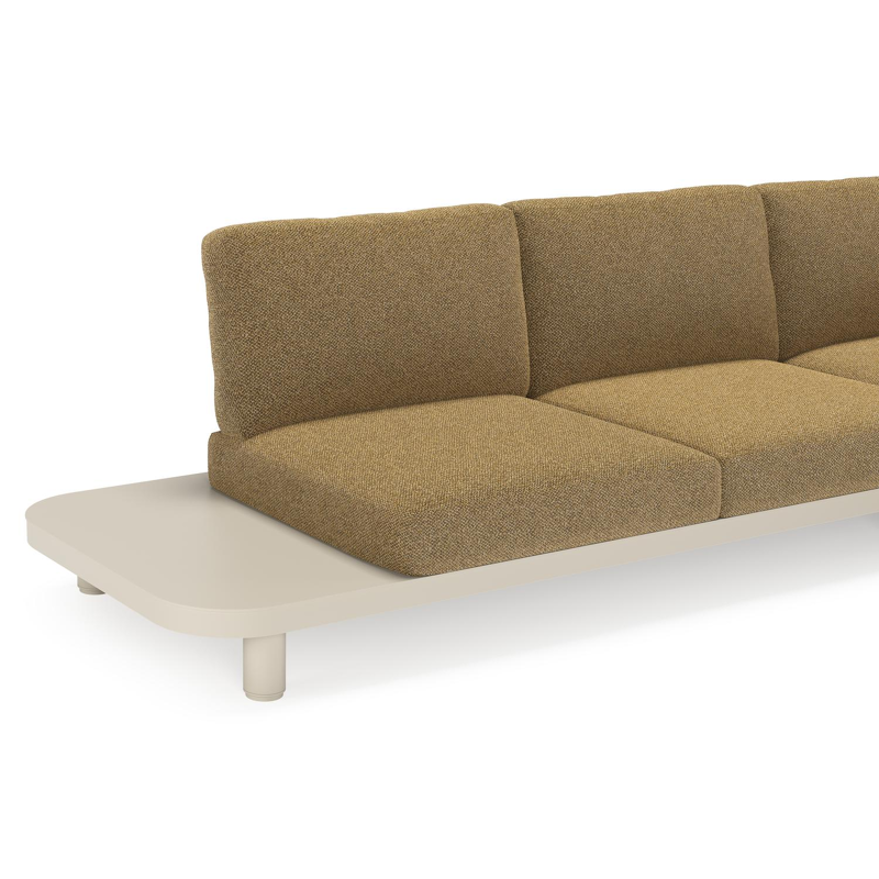 Salon de jardin d'angle Donato en aluminium beige et coussins en all weather cosytica madagascar walnut