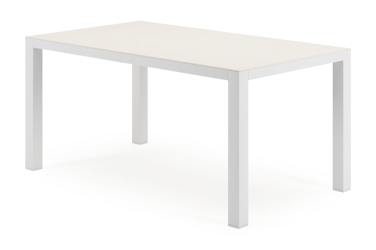 Varese tuintafel rechthoekig in wit aluminium en sintered stone Crema minerale - L 160 x B 92 x H 73.5 cm